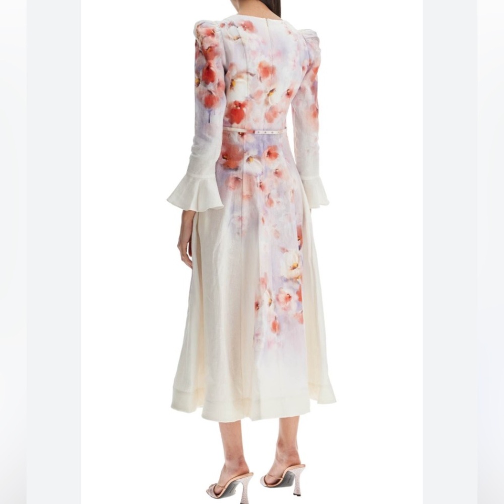 Zimmermann White and Pink Floral Long Sleeve Dress size AU 3 -US 10 - Picture 5 of 16